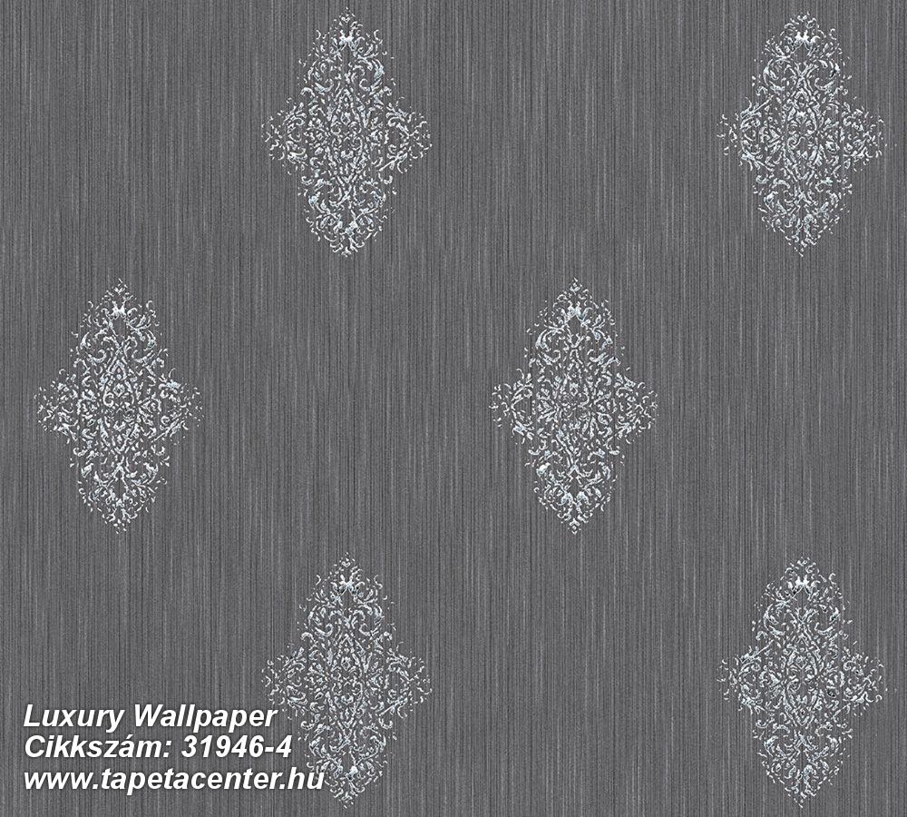 Barokk-klasszikus,valódi textil,ezüst,szürke,gyengén mosható,vlies tapéta 